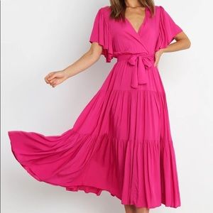 Pink Midi Wrap Dress